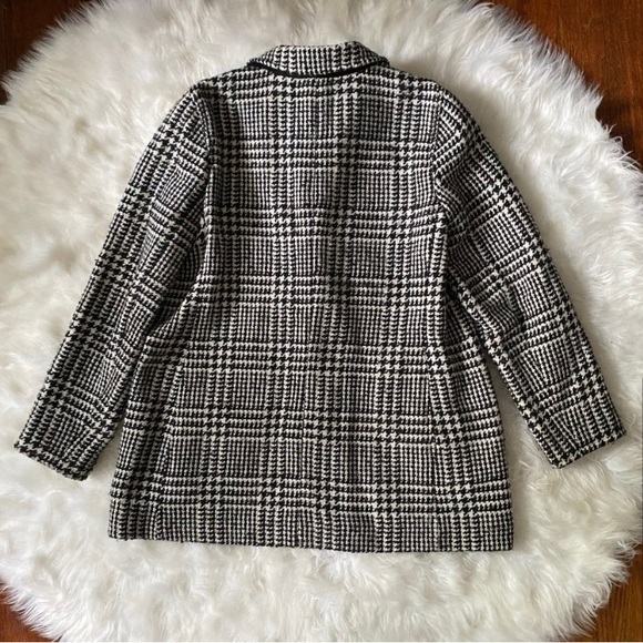 Talbots Houndstooth Plaid Wool Blend Jacket Blazer Black White Fall size 12 - Picture 6 of 7